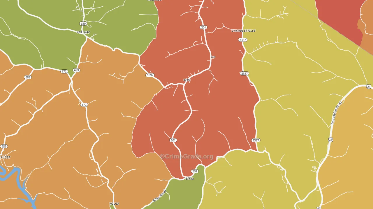 Sitka, KY Map of Arson Rates