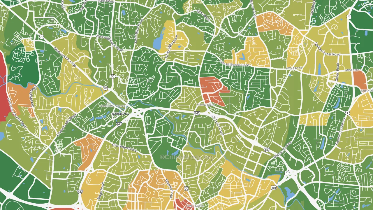 Six Forks, Raleigh, NC Map of Arson Rates