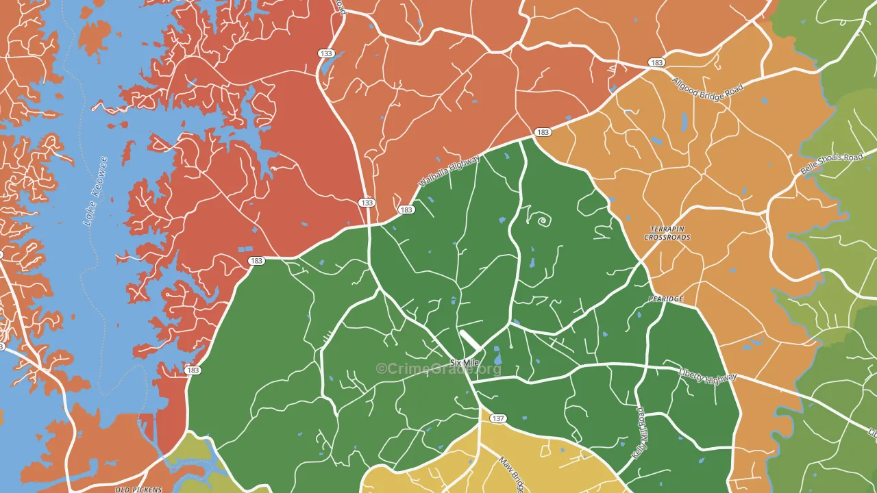 Six Mile, SC Map of Arson Rates
