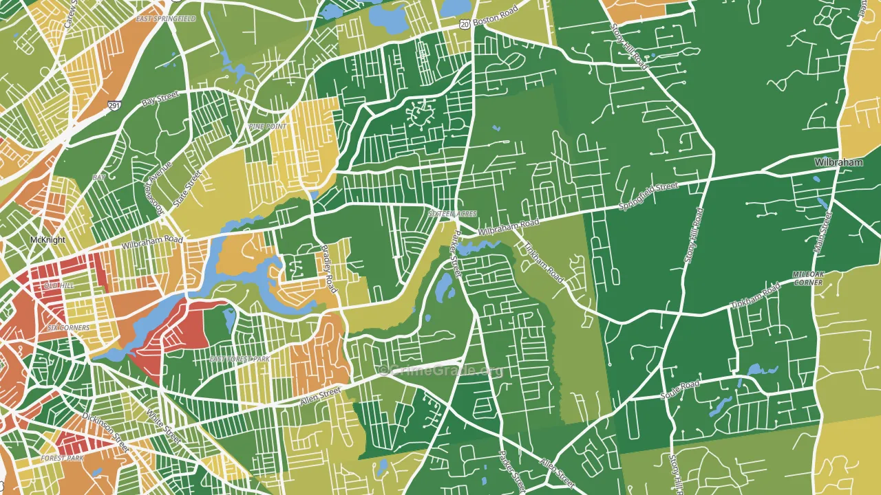 Sixteen Acres, Springfield, MA Map of Arson Rates