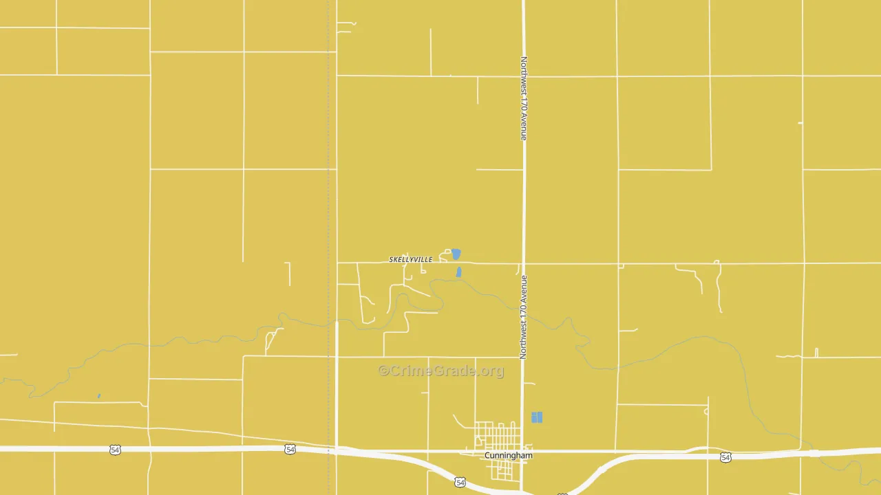 Skellyville, KS Map of Arson Rates