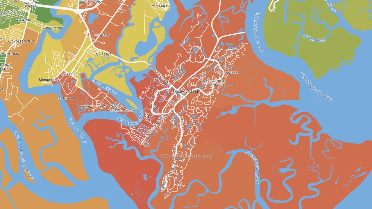 Skidaway Island, GA Map of Arson Rates