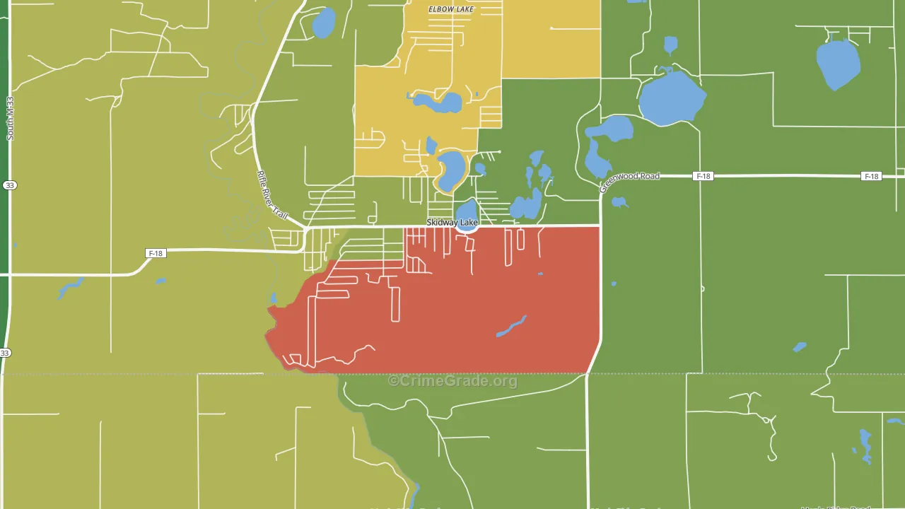 Skidway Lake, MI Map of Arson Rates