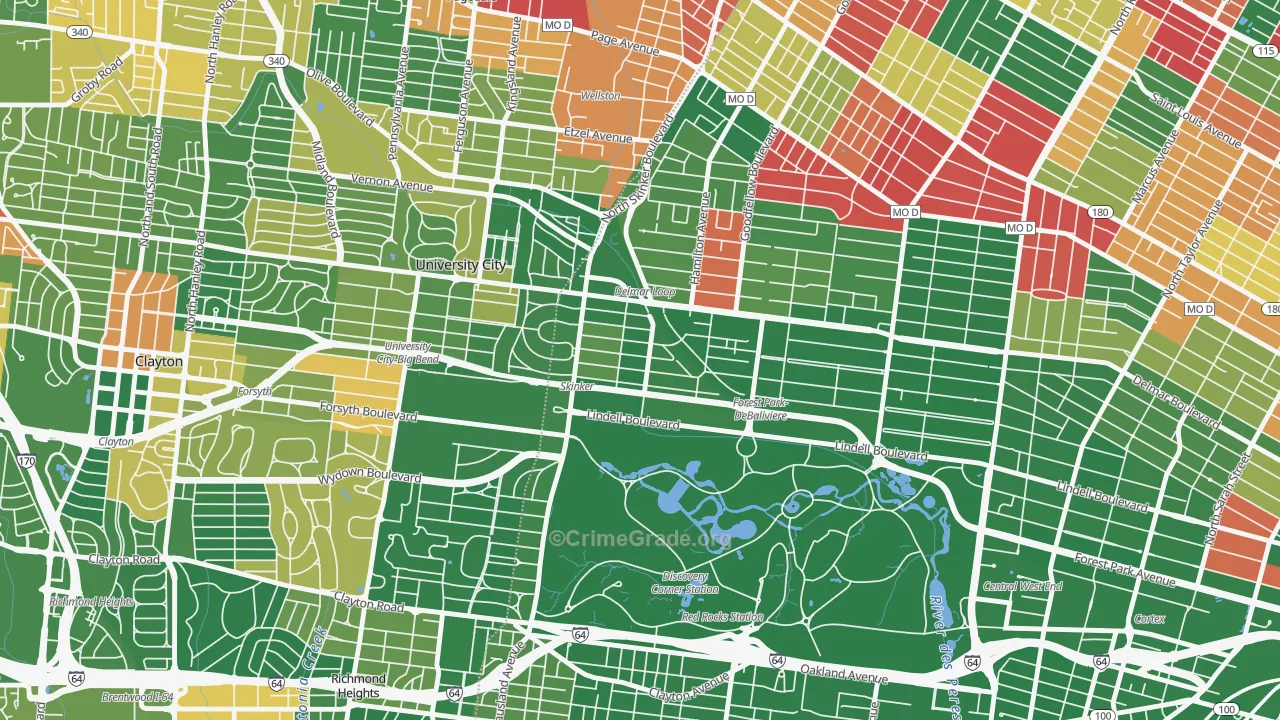 Skinker-Debaliviere, St. Louis, MO Map of Arson Rates