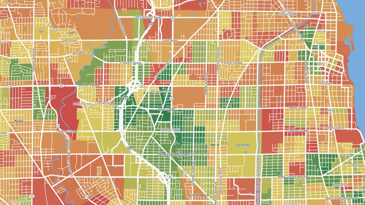 Skokie, IL Map of Arson Rates