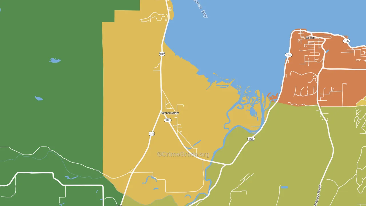 Skokomish, WA Map of Arson Rates