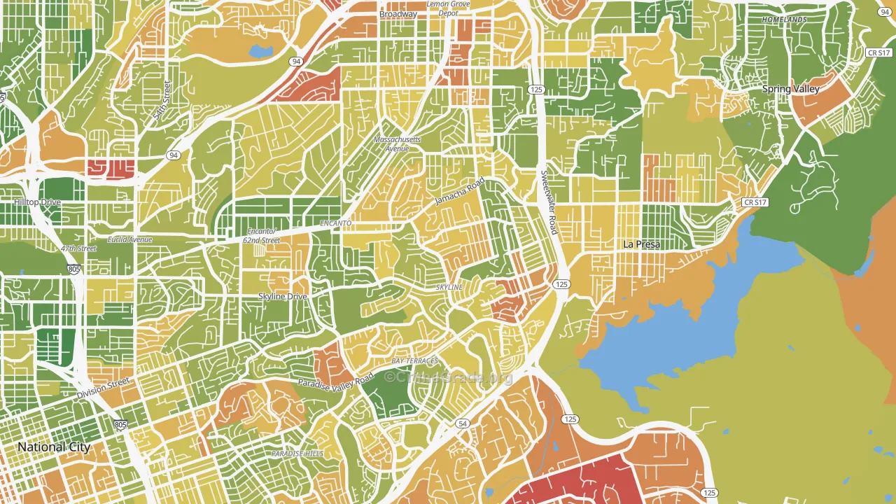 Sky Line, San Diego, CA Map of Arson Rates