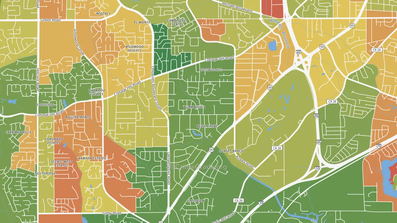 Skyland Park, Mobile, AL Map of Arson Rates