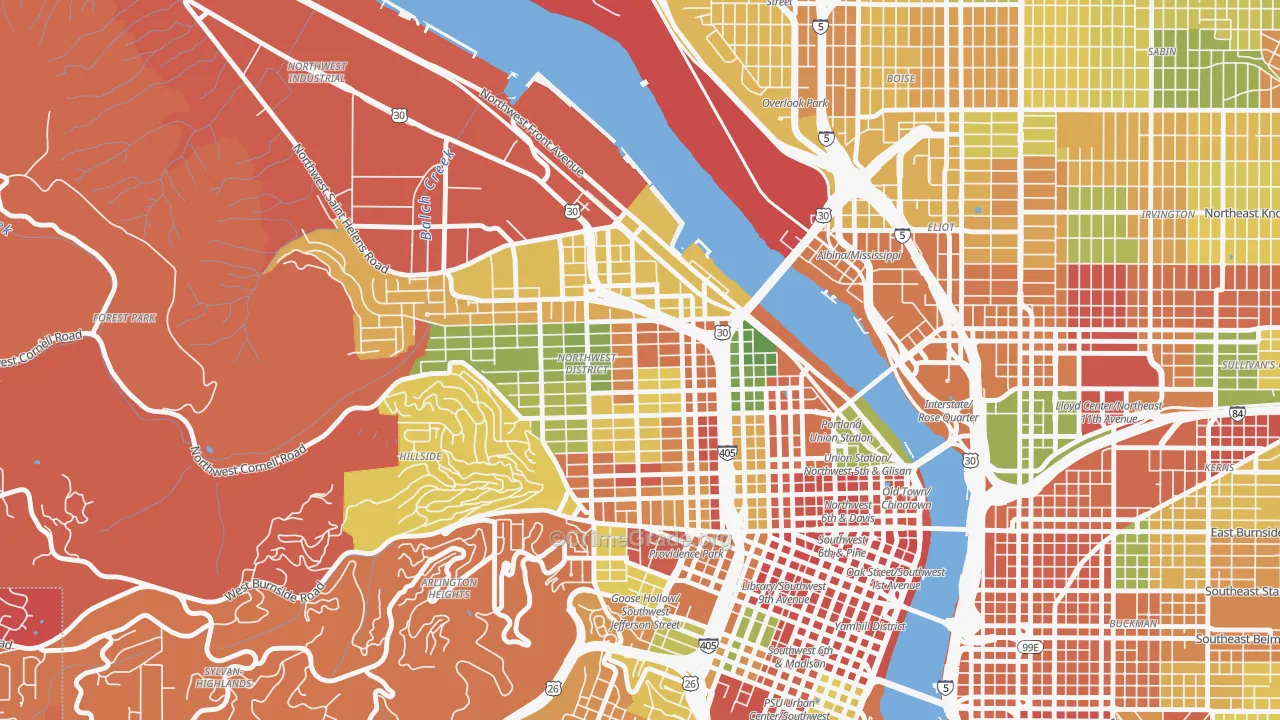 Slabtown, Portland, OR Map of Arson Rates