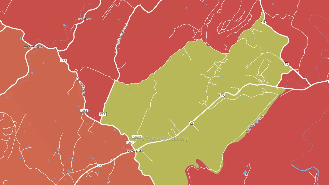 Slanesville, WV Map of Arson Rates