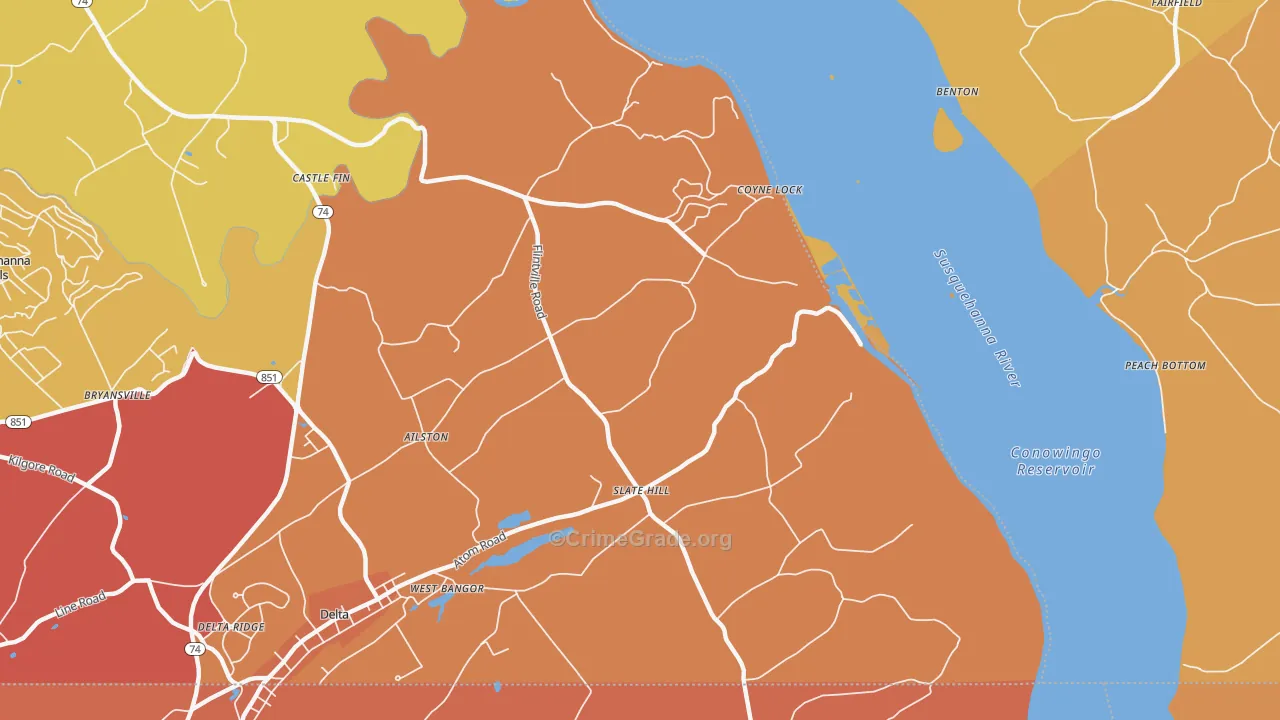 Slate Hill, PA Map of Arson Rates