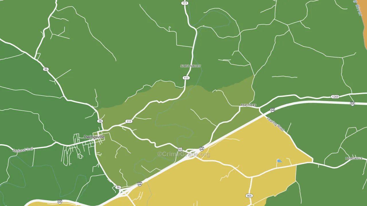 Slate Valley, KY Map of Arson Rates