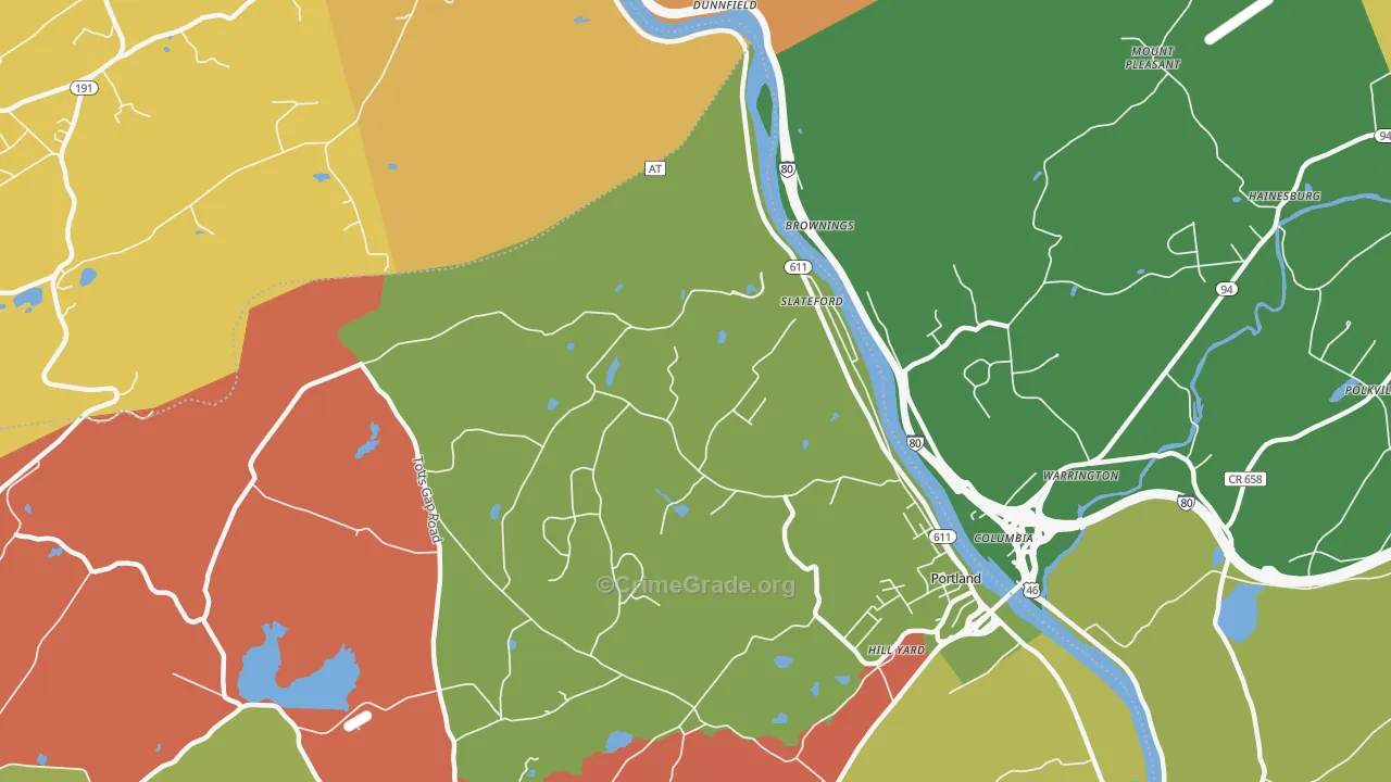 Slateford, PA Map of Arson Rates