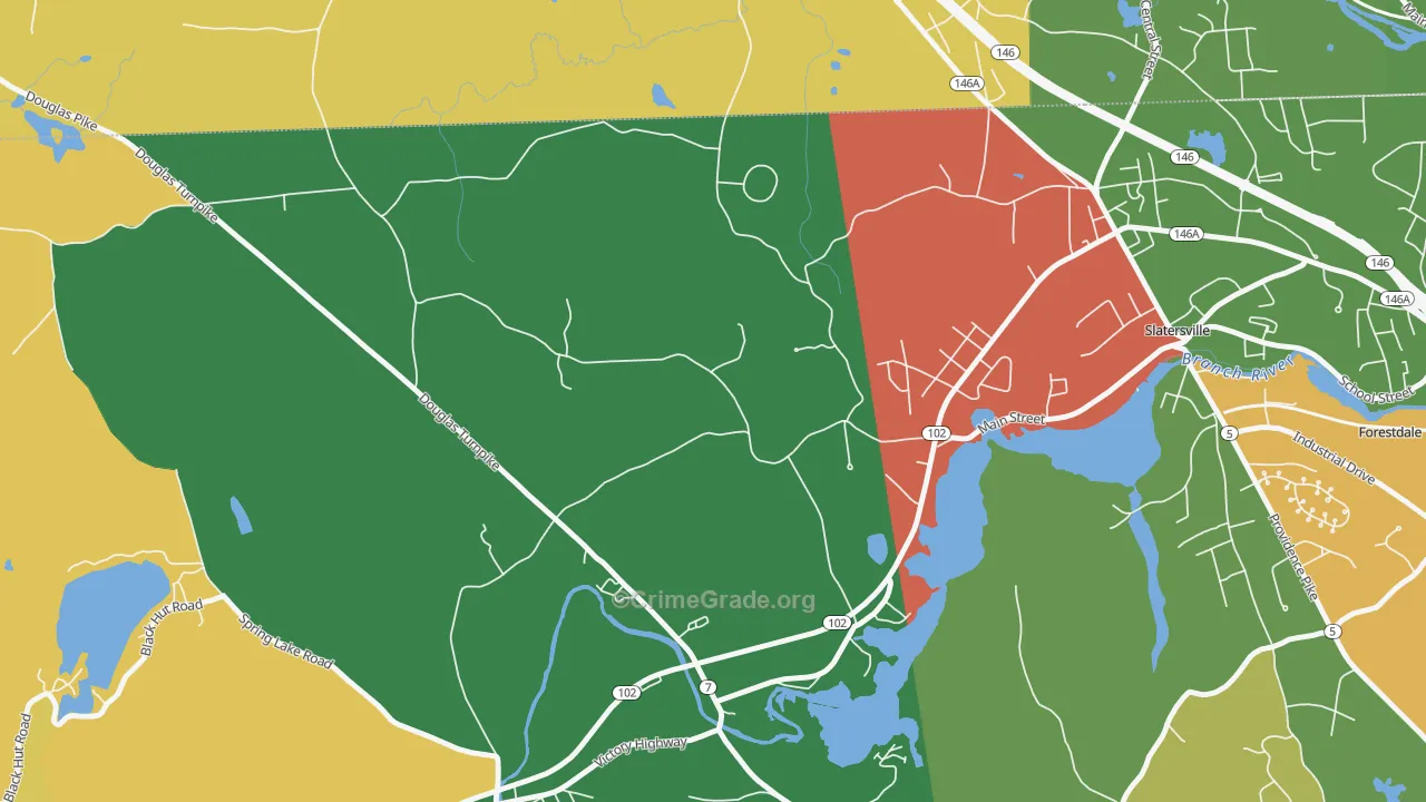 Slatersville, RI Map of Arson Rates