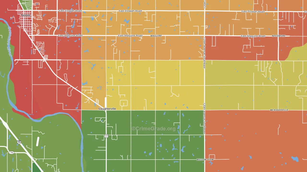 Slaughterville, OK Map of Arson Rates