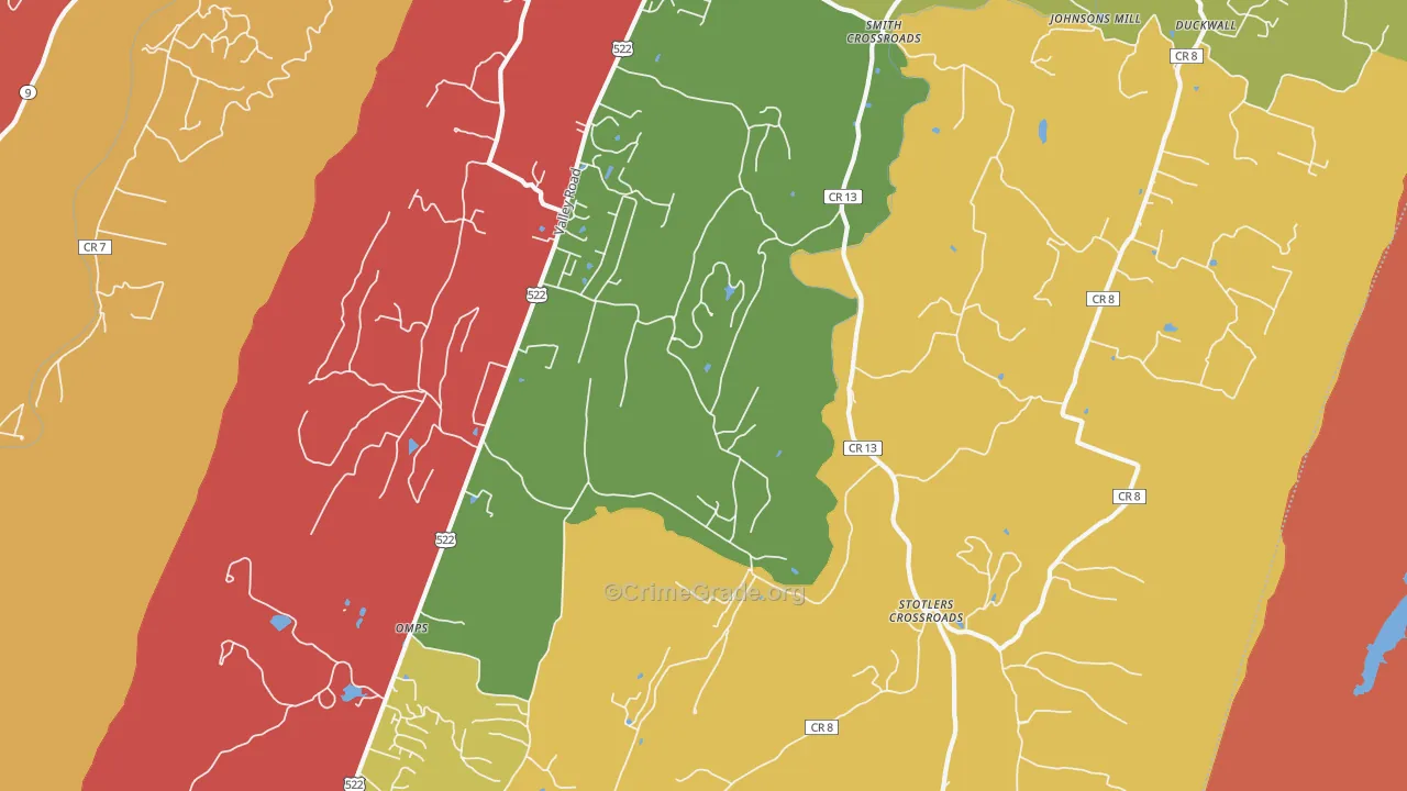 Sleepy Creek, WV Map of Arson Rates