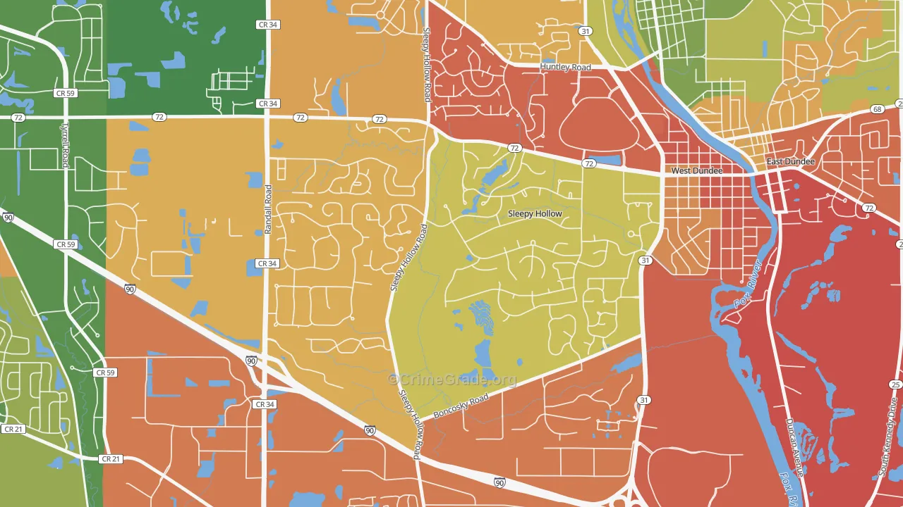 Sleepy Hollow, IL Map of Arson Rates