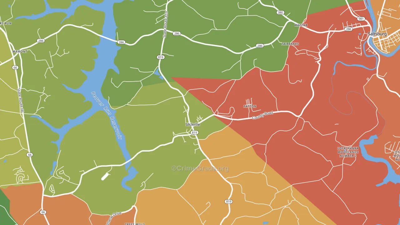 Slickville, PA Map of Arson Rates