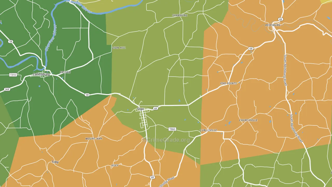 Sligo, PA Map of Arson Rates