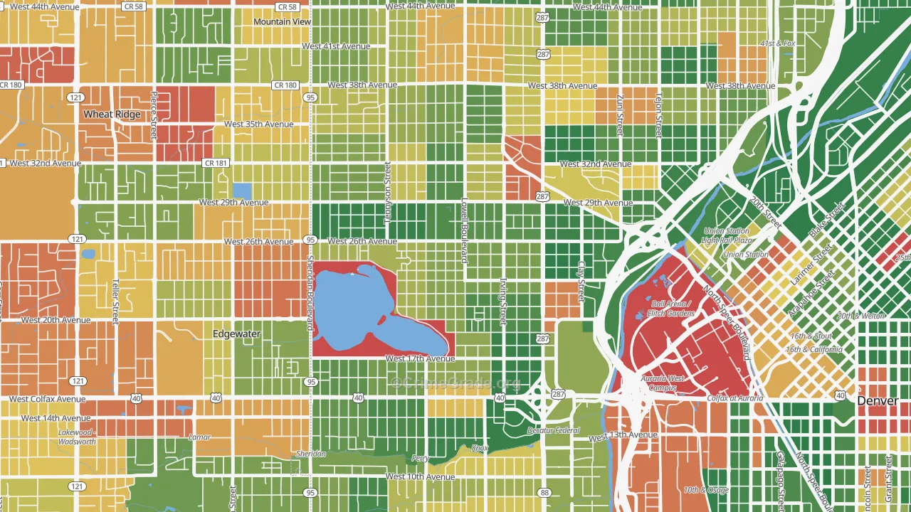 Sloan Lake, Denver, CO Map of Arson Rates