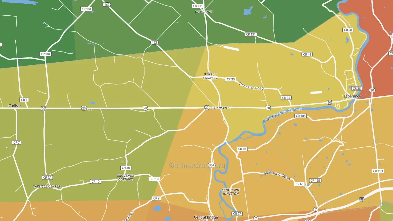 Sloansville, NY Map of Arson Rates