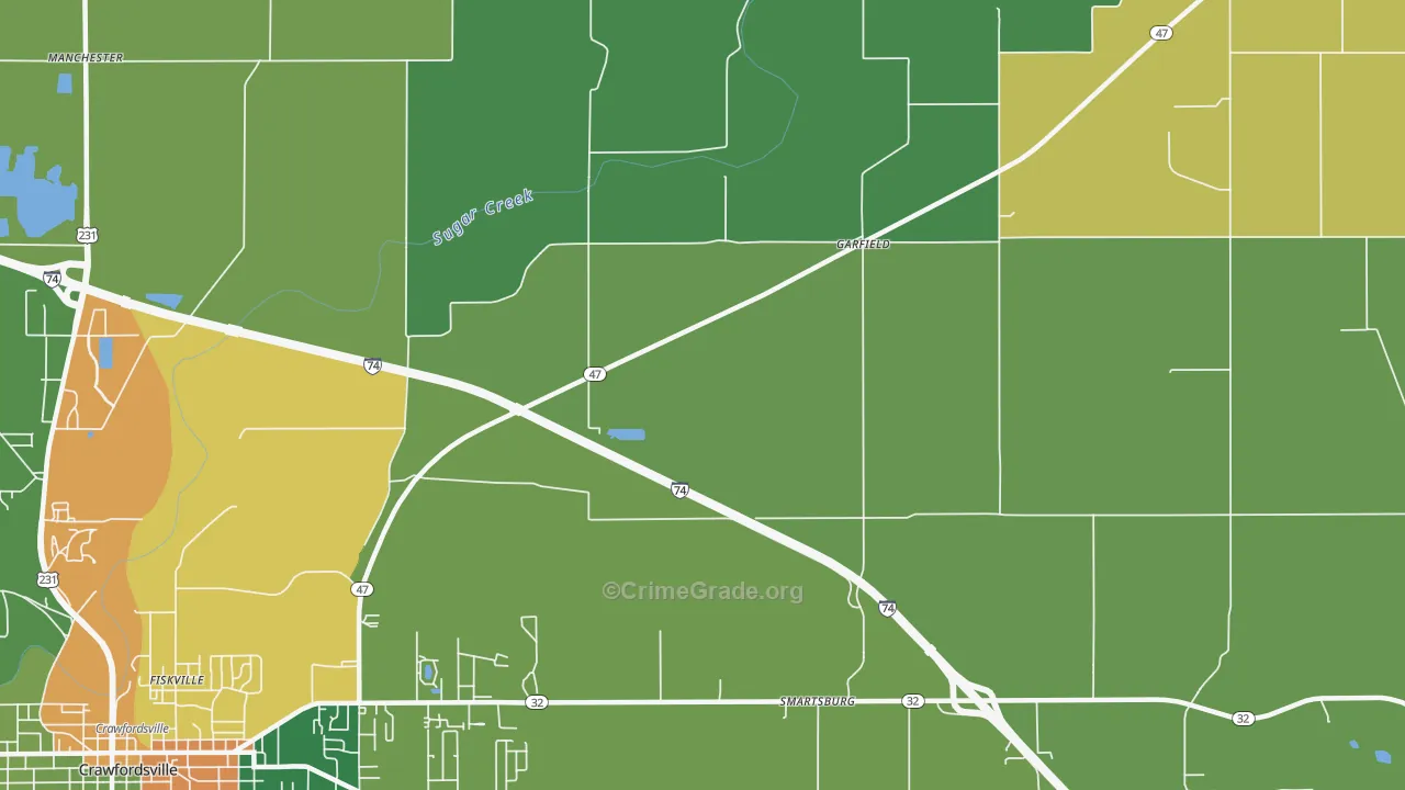 Smartsburg, IN Map of Arson Rates