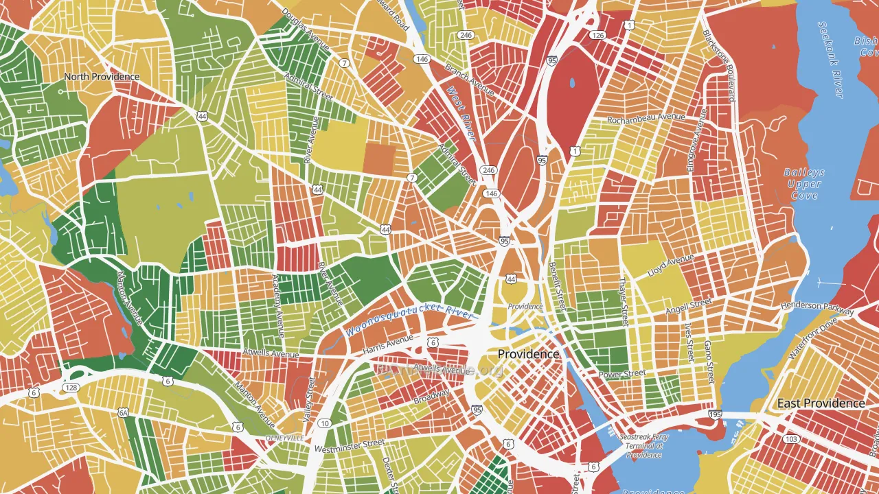 Smith Hill, Providence, RI Map of Arson Rates