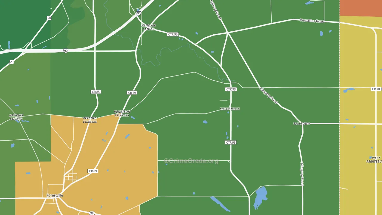 Smith Mills, NY Map of Arson Rates