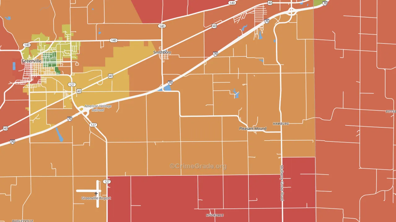 Smithboro, IL Map of Arson Rates