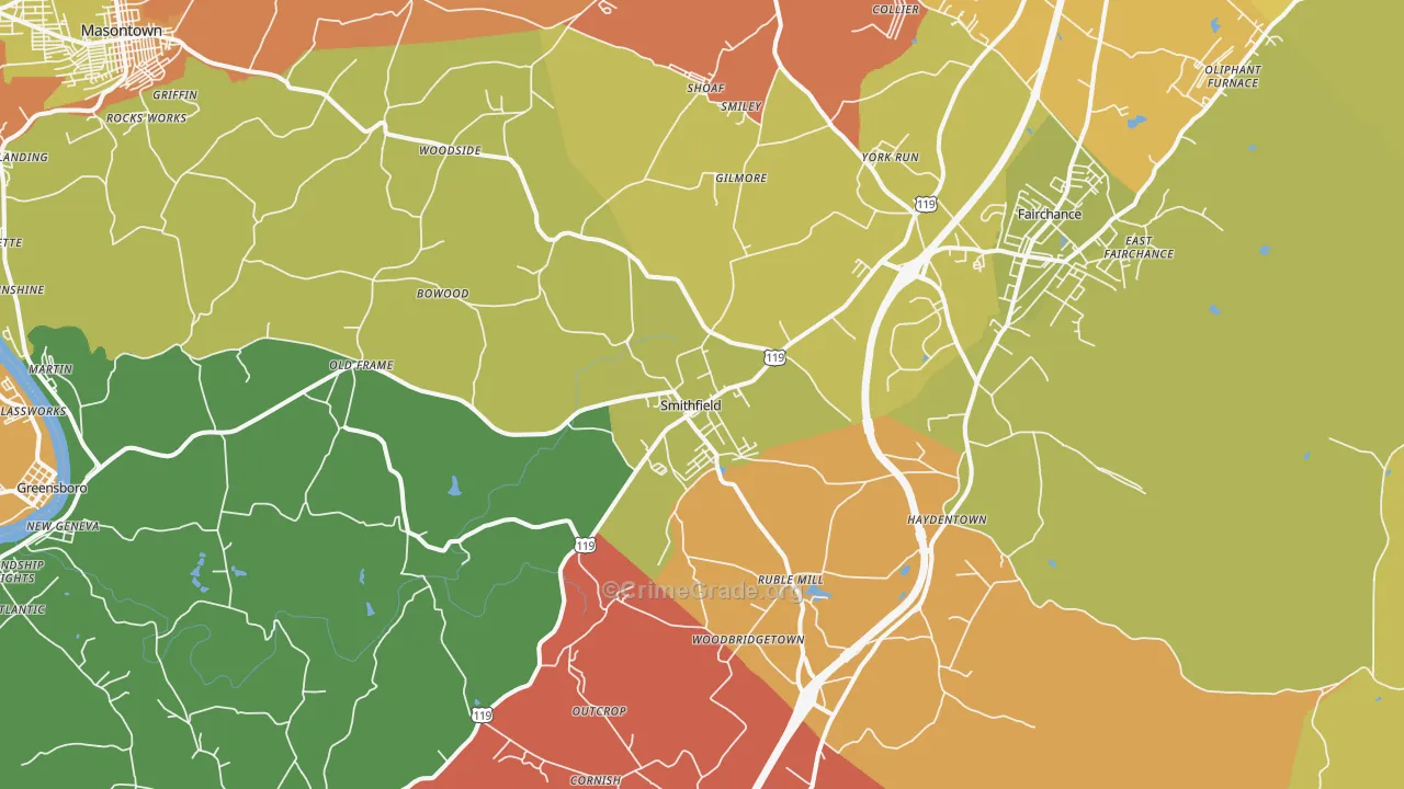 Smithfield, PA Map of Arson Rates