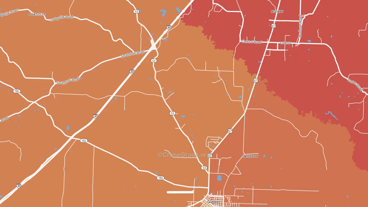Smithton, AR Map of Arson Rates