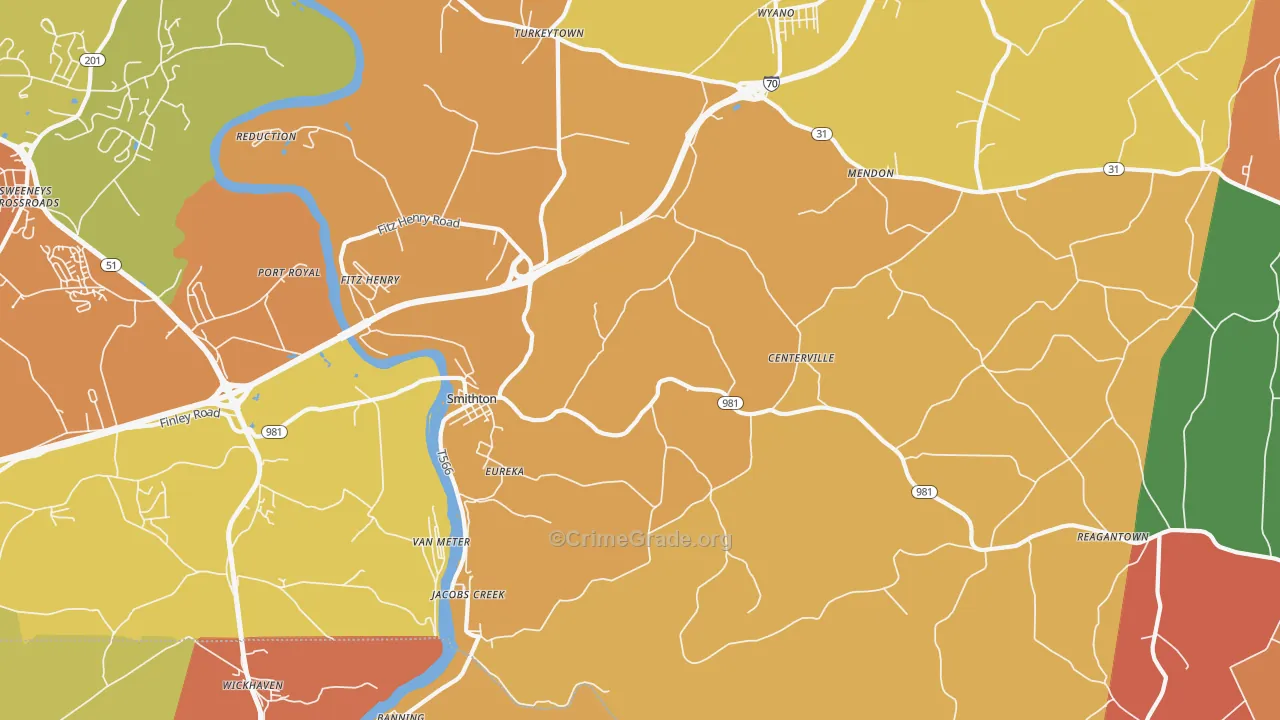 Smithton, PA Map of Arson Rates