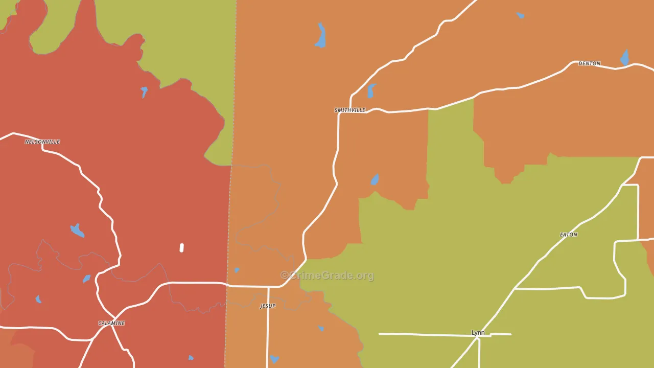 Smithville, AR Map of Arson Rates