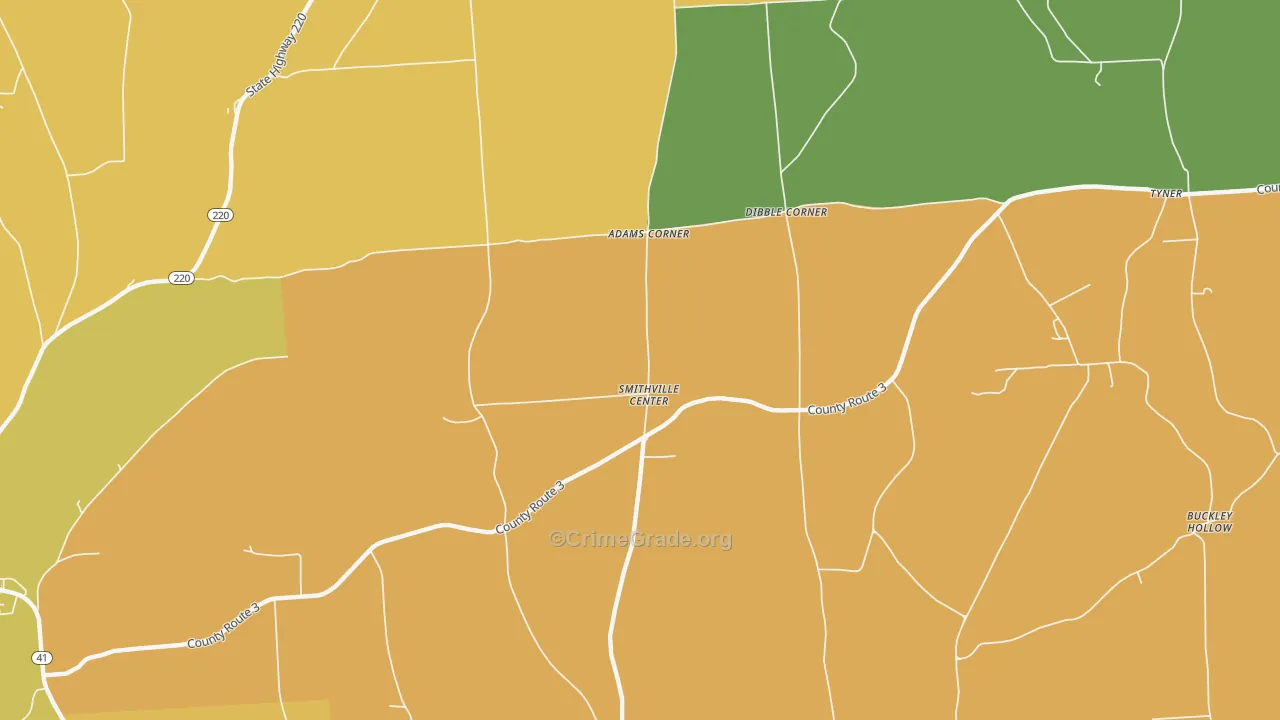 Smithville Center, NY Map of Arson Rates