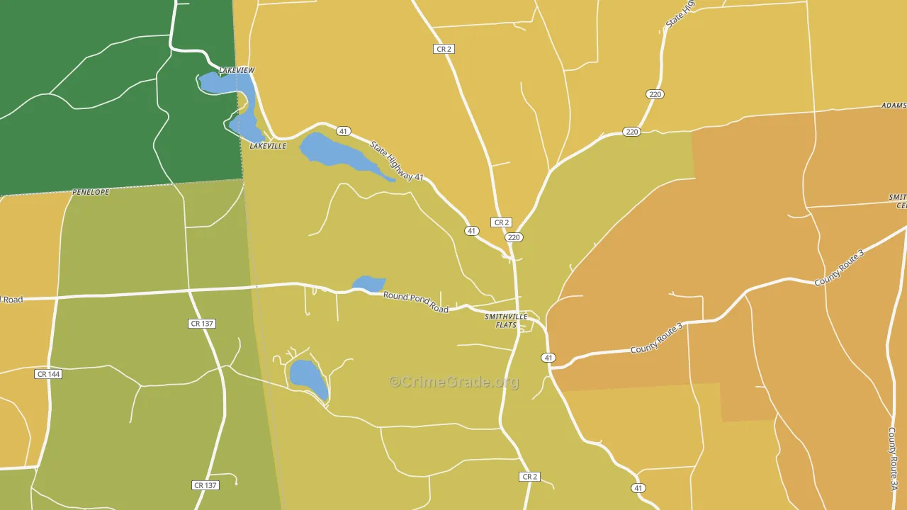 Smithville Flats, NY Map of Arson Rates