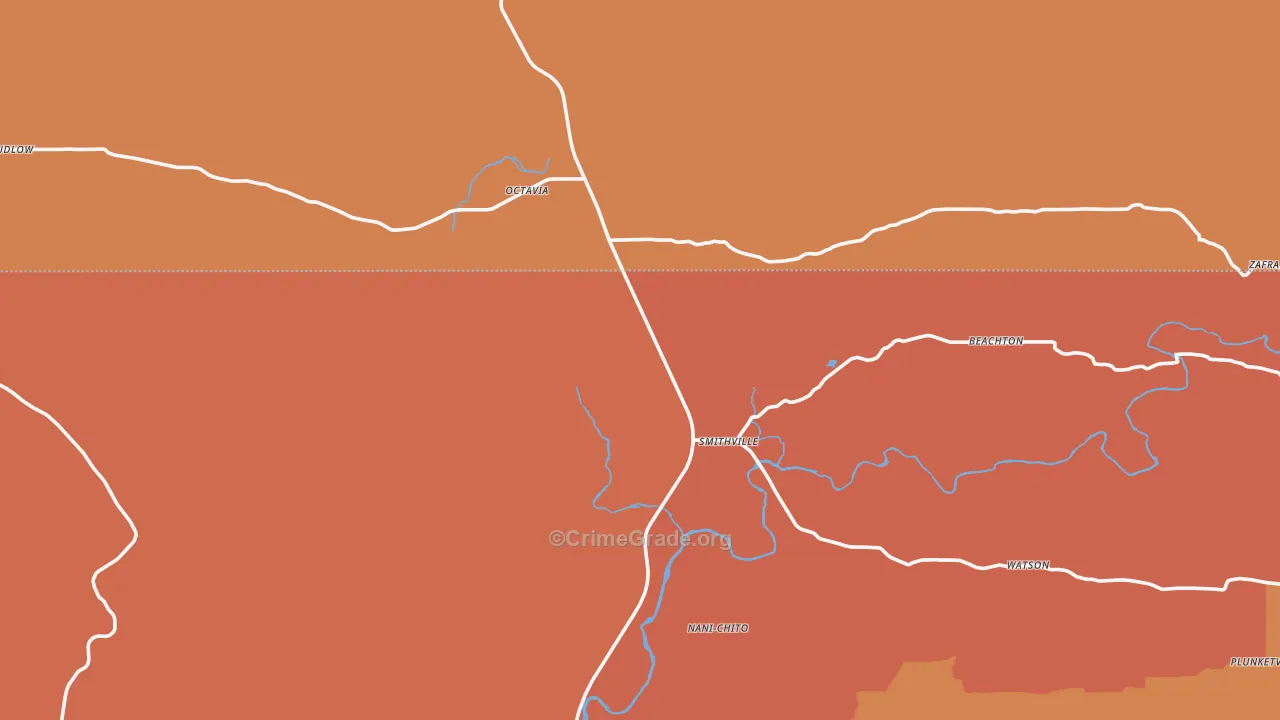 Smithville, OK Map of Arson Rates