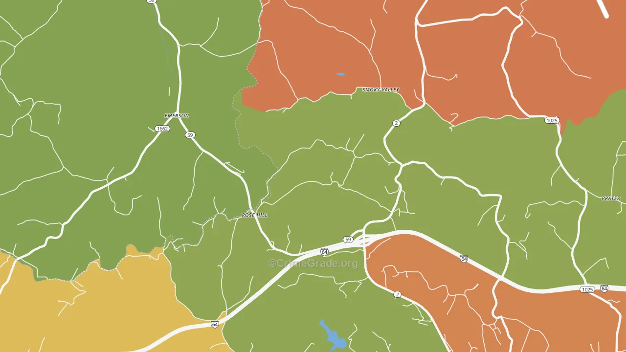 Smoky Valley, KY Map of Arson Rates