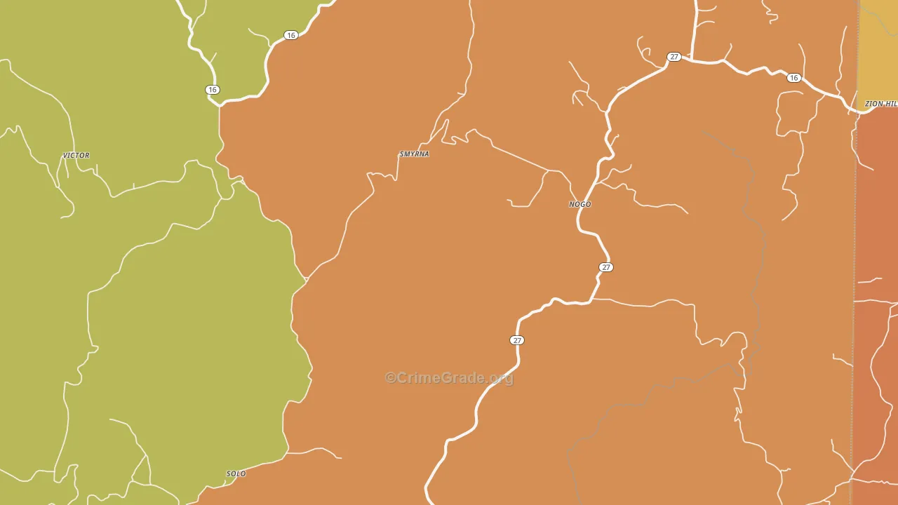 Smyrna, AR Map of Arson Rates