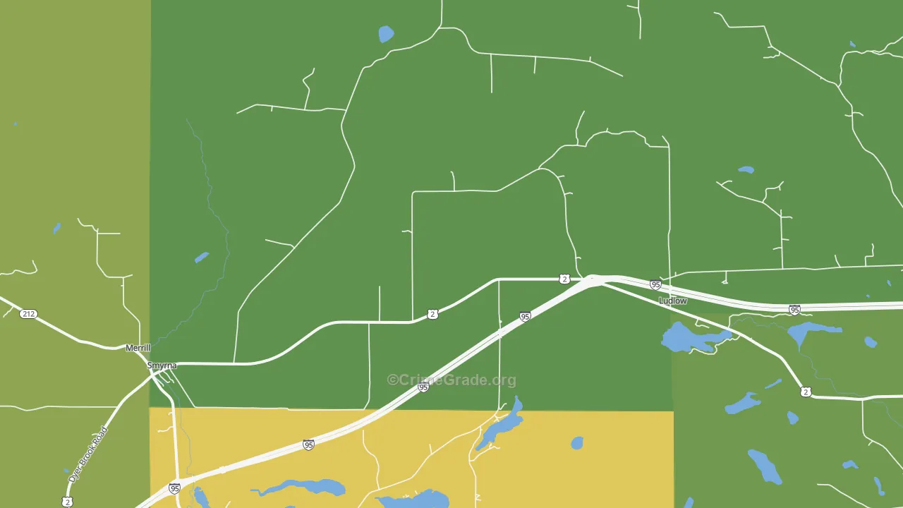 Smyrna Center, ME Map of Arson Rates