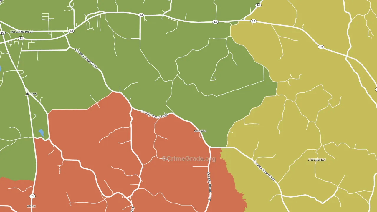 Smyrna, MS Map of Arson Rates