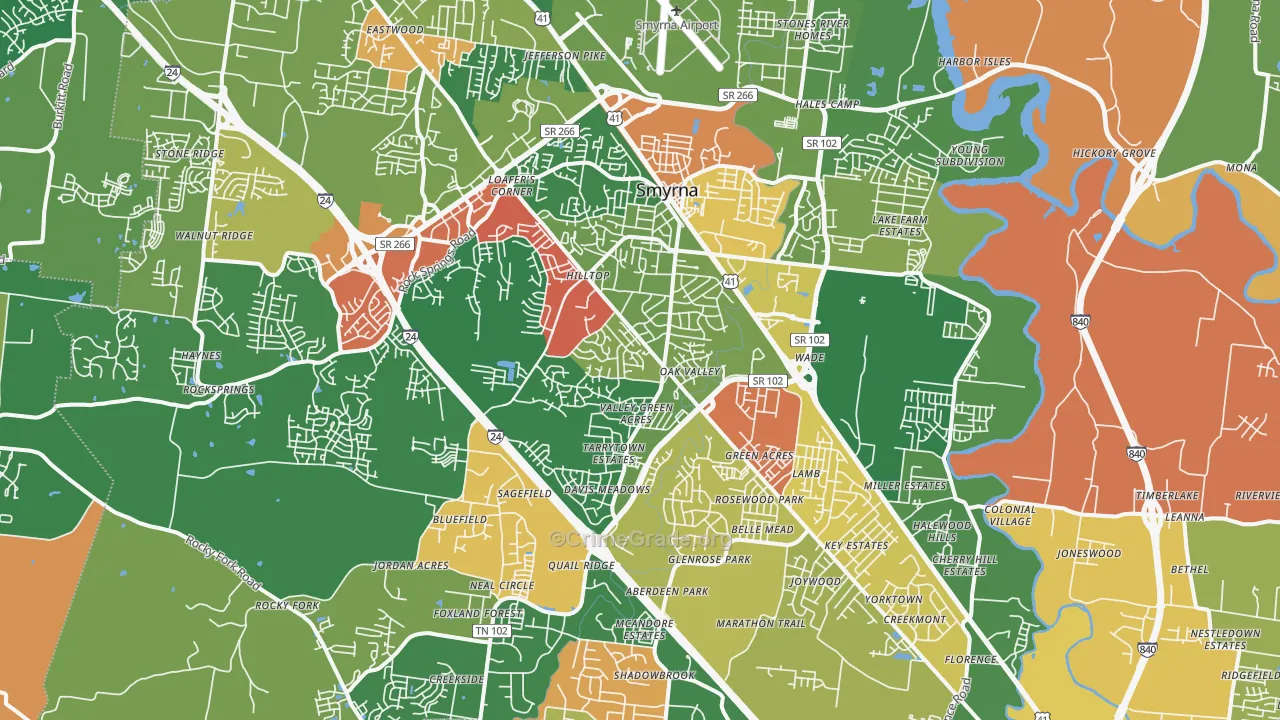 Smyrna, TN Map of Arson Rates