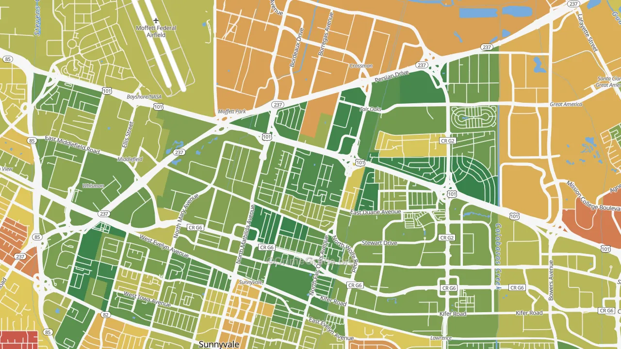 Snail, Sunnyvale, CA Map of Arson Rates