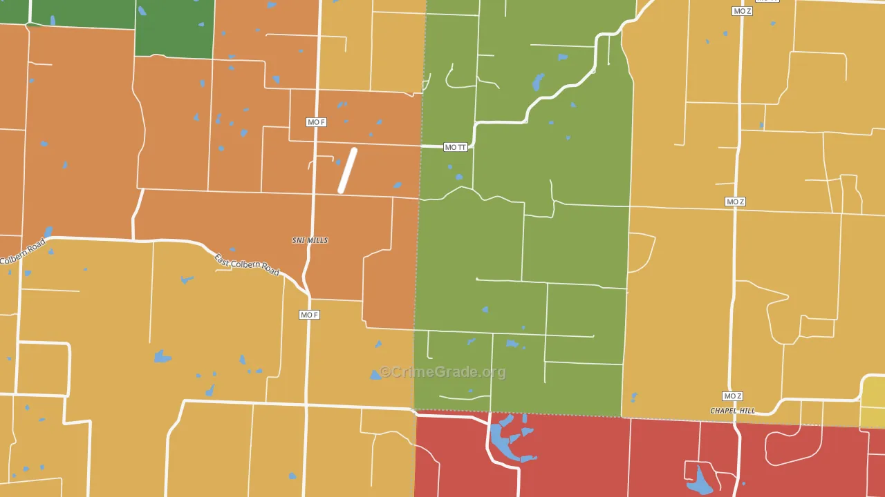 Sni Mills, MO Map of Arson Rates