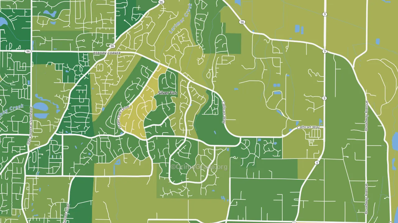 Snohomish Cascade, Silver Firs, WA Map of Arson Rates