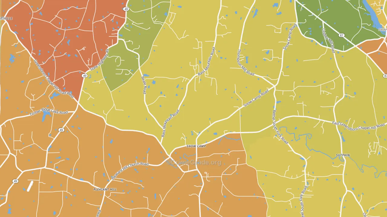 Snow Camp, NC Map of Arson Rates