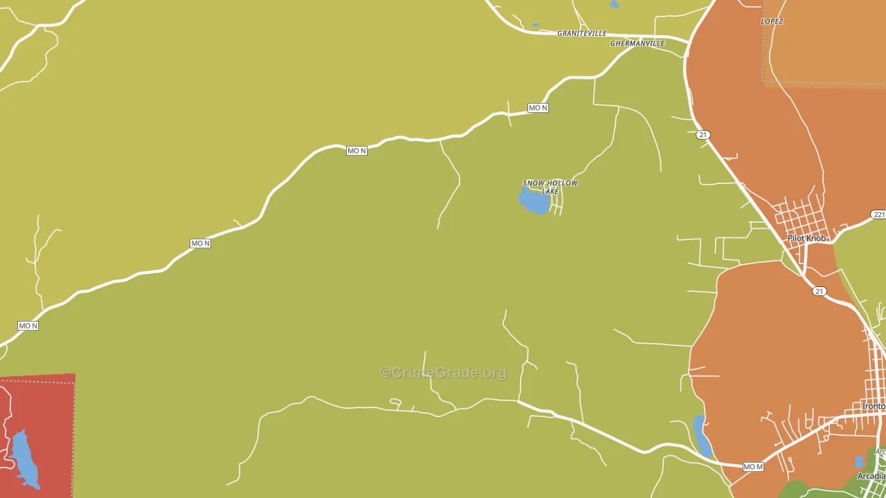 Snow Hollow Lake, MO Map of Arson Rates