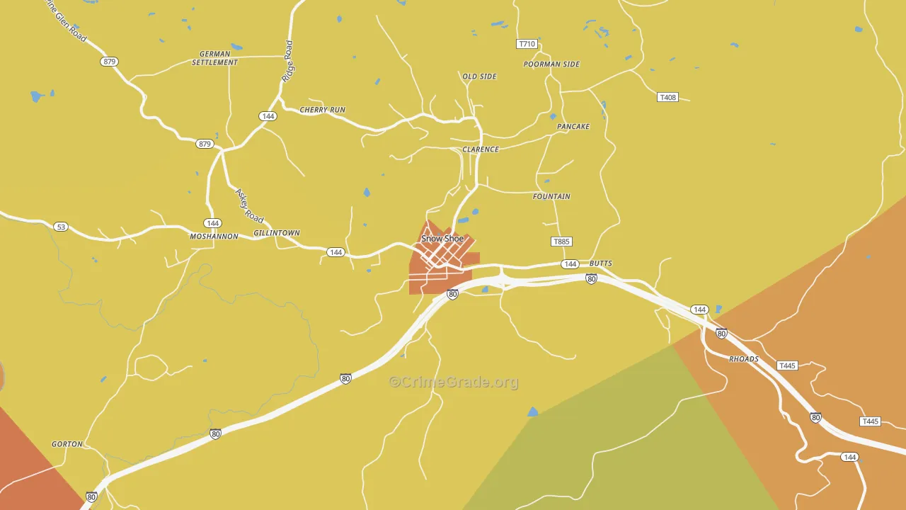 Snow Shoe, PA Map of Arson Rates