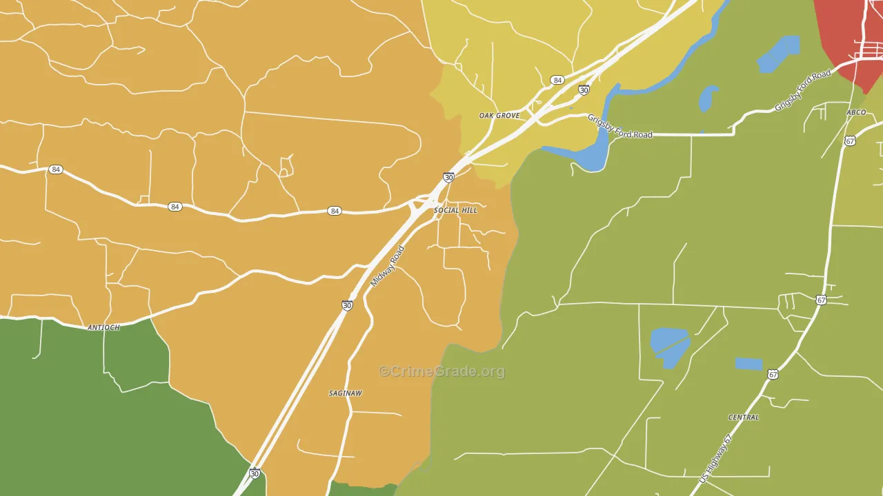 Social Hill, AR Map of Arson Rates