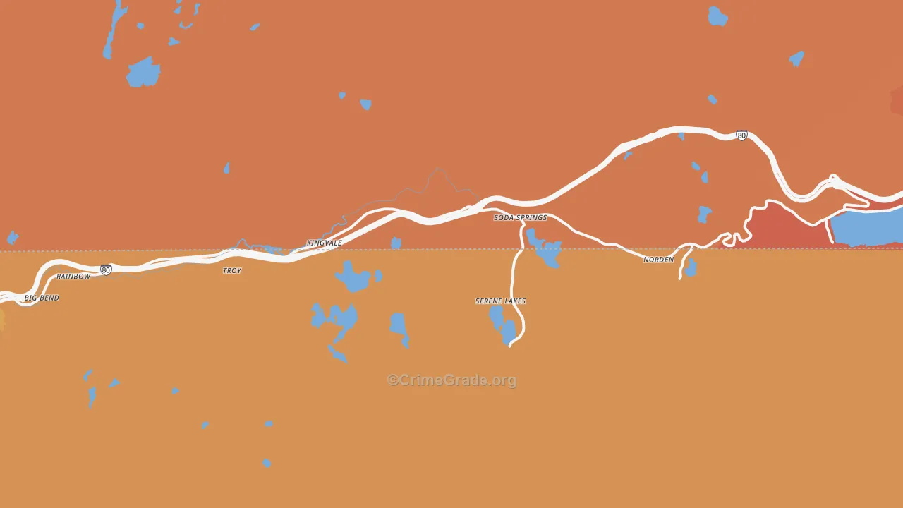 Soda Springs, CA Map of Arson Rates