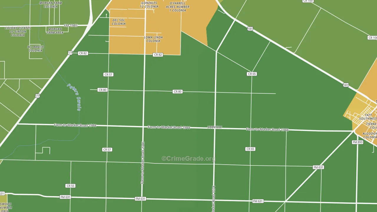 Sodville, TX Map of Arson Rates